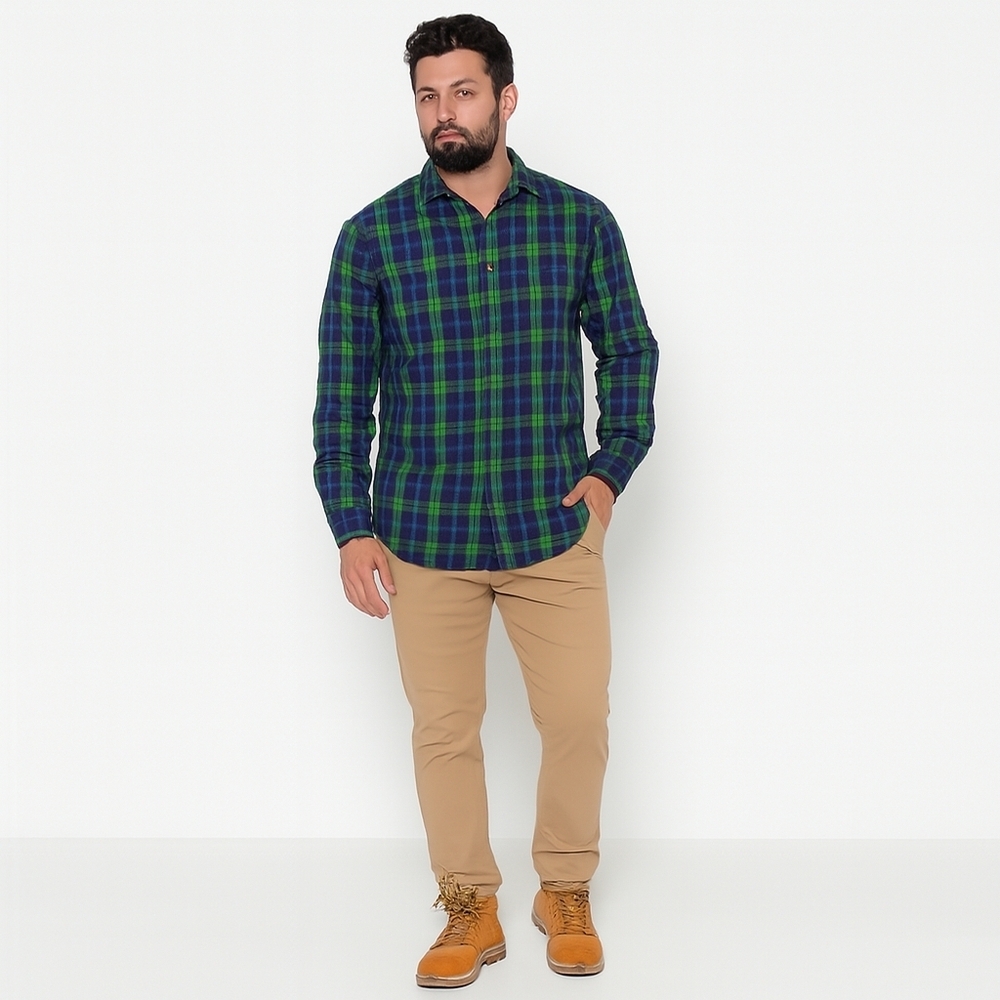 𝅺Banana Lemon Plaid Cotton Casual Button-down Shirt Men's M